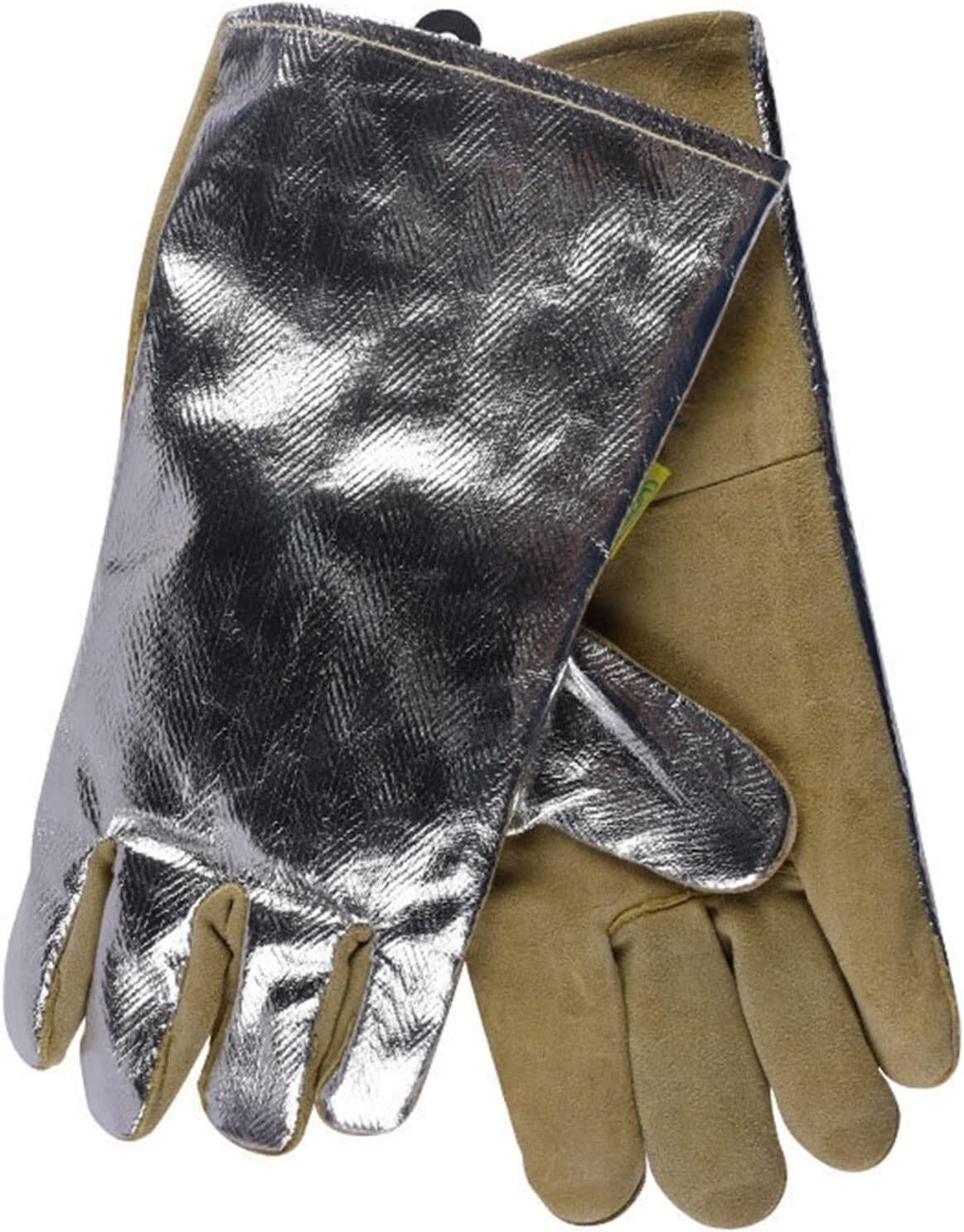PIWINE Gartenhandschuhe, schnittfeste Handschuhe, feuerfeste Handschuhe, Grill- und Kaminhandschuhe aus Aluminiumfolie, hochtemperaturbeständige Handschuhe, Handschuhe for Metallurgie, Herd