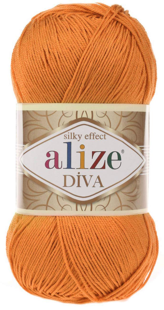 AlizeHand Knitting Yarn 100% Microfiber Acrylic Yarn Diva Silk Effect Thread Crochet Art Lace Craft Lot of 4 skeins 400gr 1532yds Color Diva