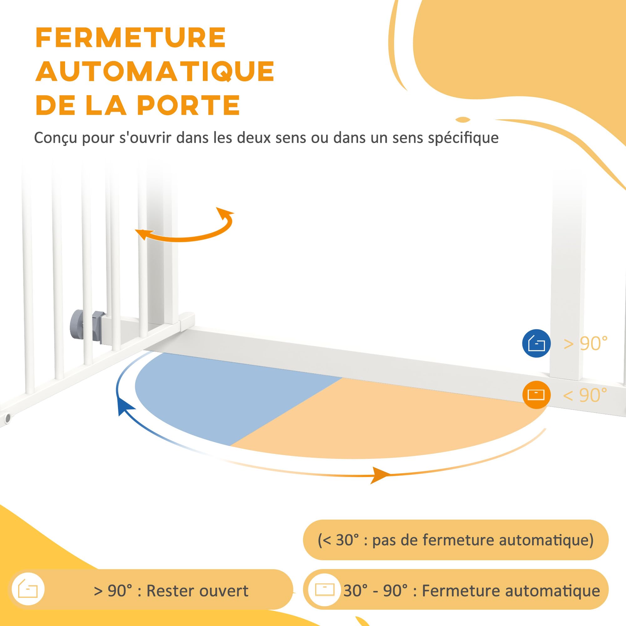 PawHut - Barrera de Seguridad para Perro Extensible (74-80 cm, Doble Cerradura, Cierre automático, Barrera de Escalera de fijación por presión sin Taladro, Altura 76 cm, Color Blanco | Doble bloqueo, cierre automático, barrera de escalera de fijación por