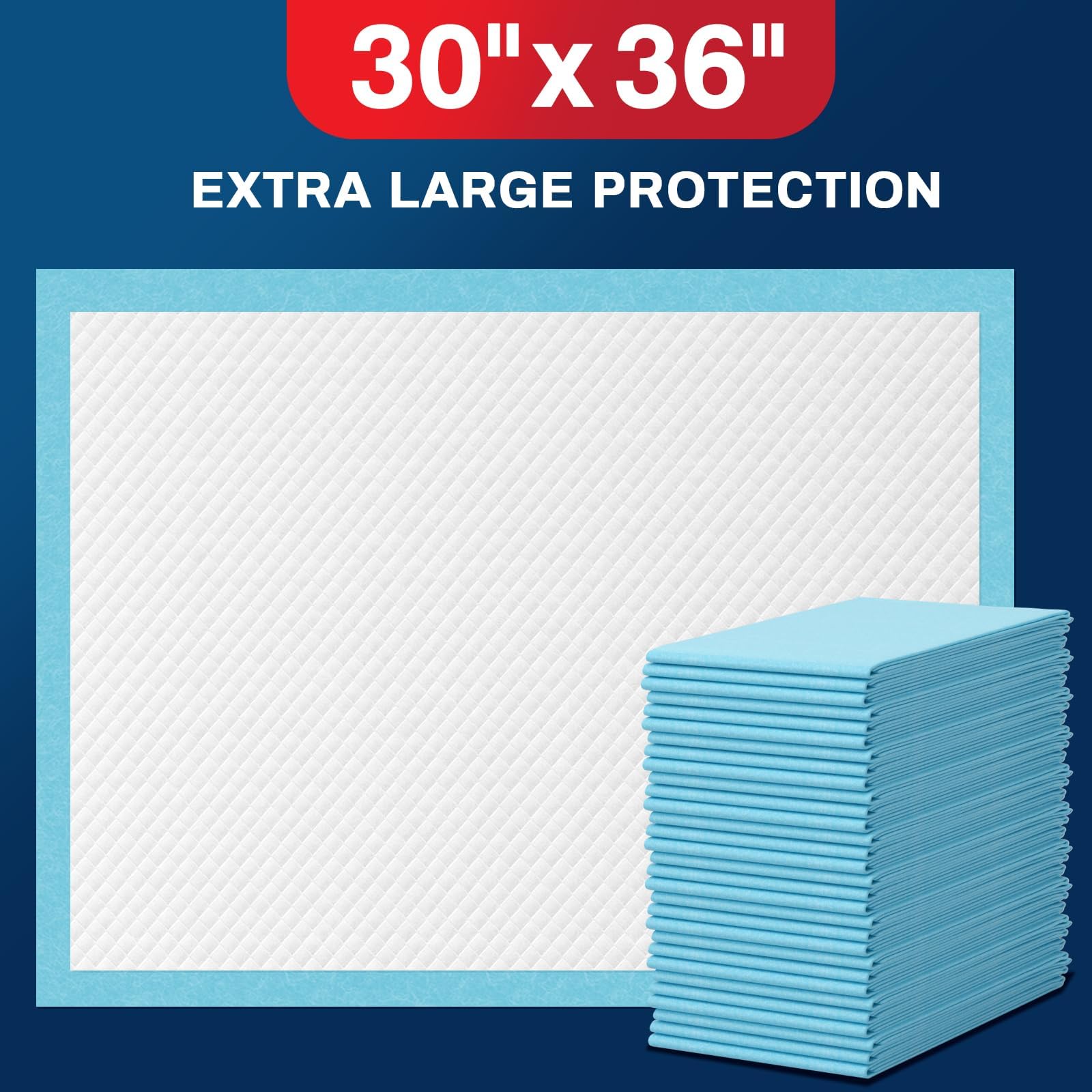 BIGGMED Almohadillas de cama desechables resistentes al desgarro de 30 x 36 pulgadas, 50 unidades, almohadillas absorbentes Chux más gruesas para incontinencia, almohadillas para orina para adultos