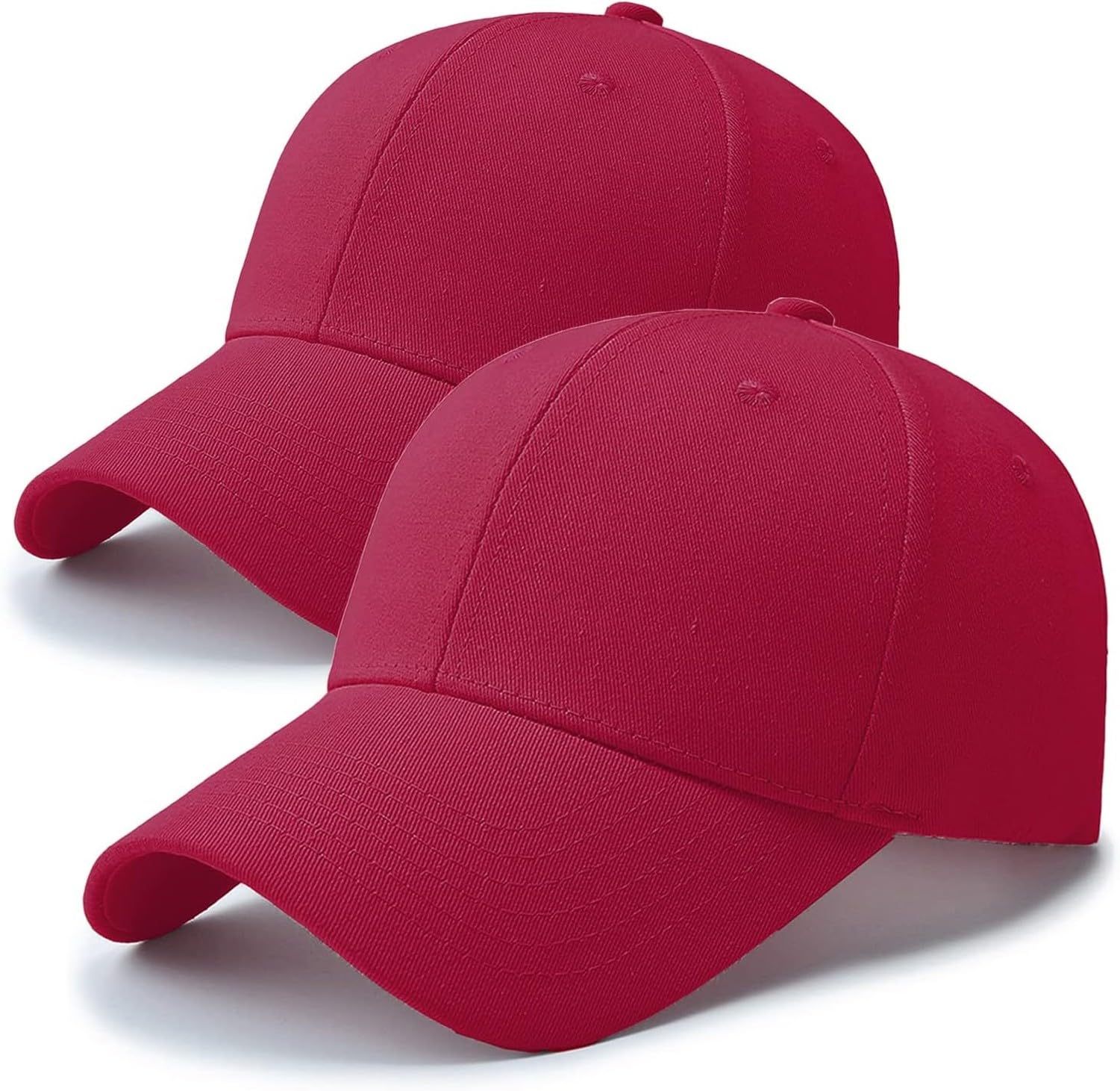 AIEIJJH Structured Front Panels Baseball Cap Golf Hat Dad Trucker Cap for Men Women, 2 Packs Winered