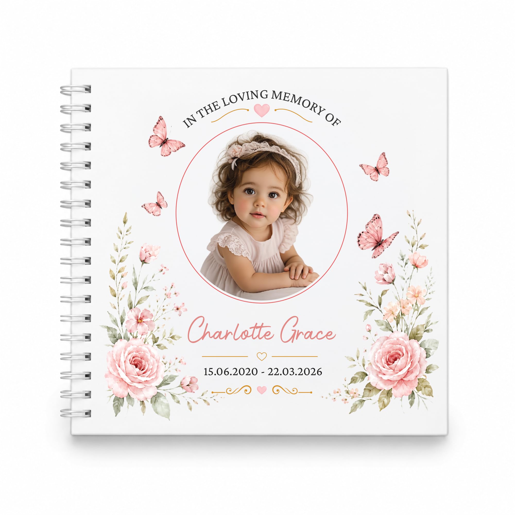 Funeral Condolence Memory Book Of Life - Memorial Guest Book Hardcover - Guestbook for Celebration of Life Memorial Service with Memory Table Card Sign (Angel Wings)