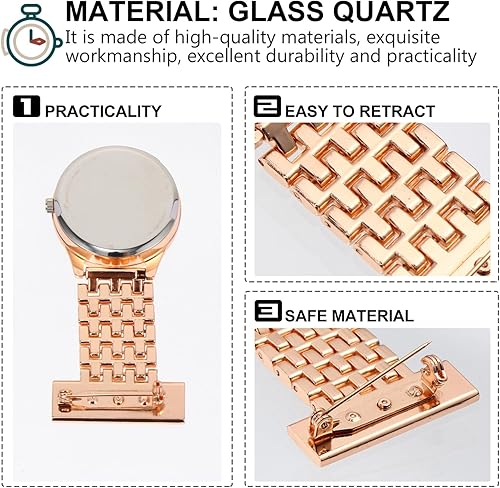 Miniatura 4 de ULTECHNOVO Reloj de enfermera con segunda mano para mujeres y hombres, reloj de solapa para enfermera, reloj de bolsillo de metal con clip en reloj