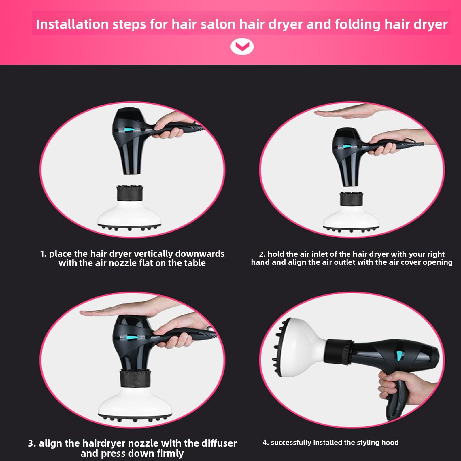 Haardiffusor-Aufsatz für Haartrockner, professioneller Föhn-Diffusor für lockiges und natürlich gewelltes Haar, Volumenverteiler für Haartrockner (4,2–6 cm)