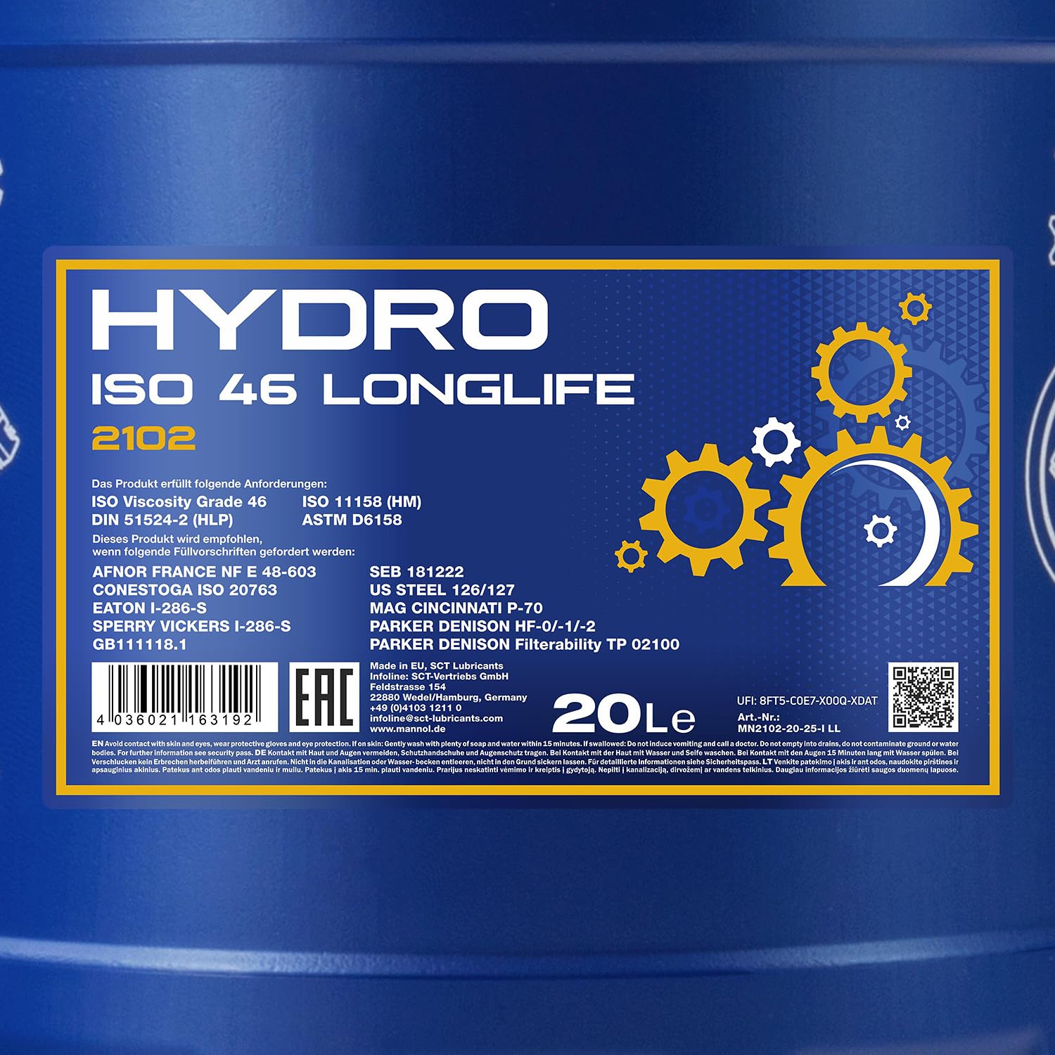 60L MANNOL HYDRO ISO 46 Hydraulik Öl Flüssigkeit MN2102-20 inkl. Auslaufhahn - 4