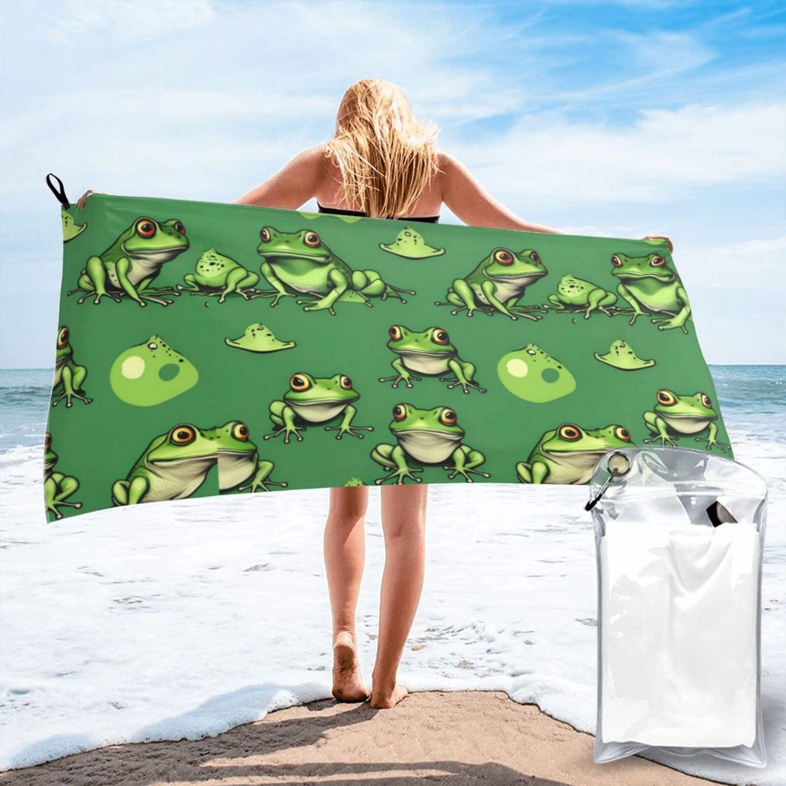 Serviette de bain grenouille absorbante idéale pour le camping et la natation
