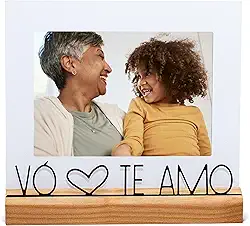 Porta Retrato 13X18cm Vó Te Amo, Moldura Decorativa em Metal e Madeira - GEGUTON