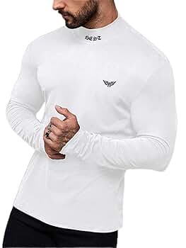 Men Letter Graphic Mock Neck Tee (Color : White, Size