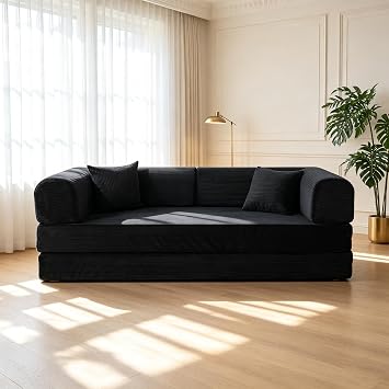 4-in-1 Modular Convertible Sleeper Sofa King Size, No Assembly, Oversized Compressed Sofa with Pull-Out Bed, Foldable Futon Boneless Couch Bed