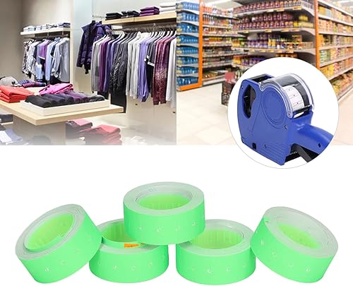 Miniatura 3 de 30 rollos 15000 etiquetas de pistola de precios, etiquetas de precios de una sola fila etiqueta de pistola de precio para Mx-5500 M5500 verde