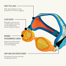 FINIS DragonFly Kids Swim Goggles - Ages 3-6, Adjustable Floating Strap, UV Protection, Anti-Fog - Flower Power