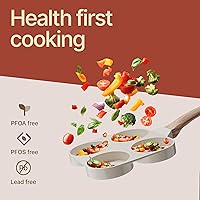 Vista 6 de Sartén antiadherente para freír huevos de 4 tazas con acabado de mármol blanco y granito, sartén para panqueques, libre de PFOS y PFOA, aluminio