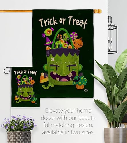 Miniatura 8 de Bandera de casa de arpillera Sweet Monster Treat – Paquete de truco de bruja de otoño o noche espeluznante gato negro temporada otoño calabaza USA