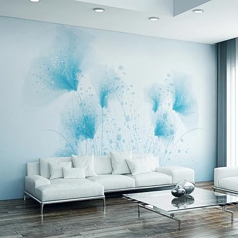 Amazon 壁紙壁画カスタム写真壁紙3d壁画手描き水色の花子供用リビングルームの背景壁の装飾非編まれた紙350x245cm壁の壁画写真壁紙寝室の装飾ポスター 壁紙
