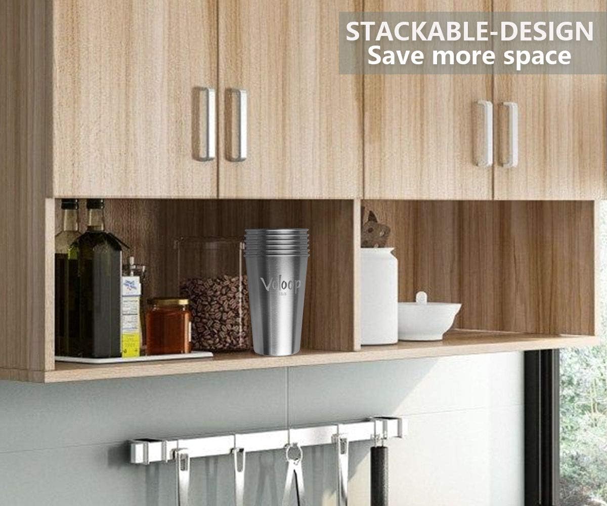 Crаzу Clеаrаnсе Voloop 6 Pack 16 Ounce Stainless Steel Cups Shatterproof Pint Drinking Cups Unbreakable Premium Metal Drinking Glasses for Kids and Adults(6 Pack, Silver)