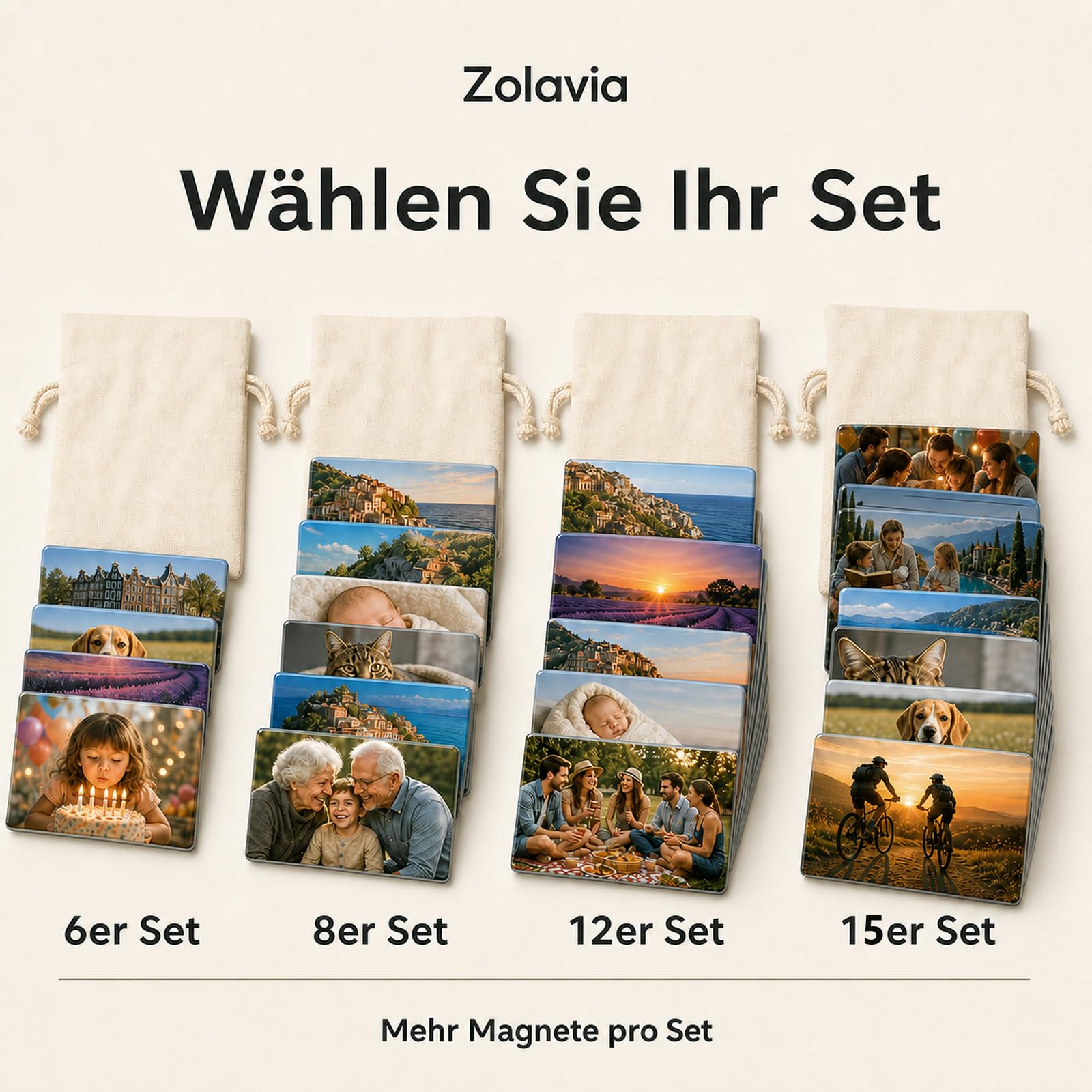 Fotomagnete selbst gestalten, 15er Set, Kühlschrankmagnet mit Foto