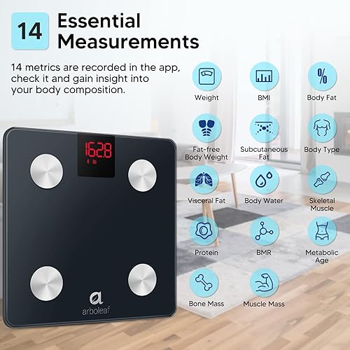 Miniatura 2 de arboleaf Báscula para peso corporal y grasa báscula de peso con grasa corporal báscula digital de baño báscula inteligente Bluetooth de