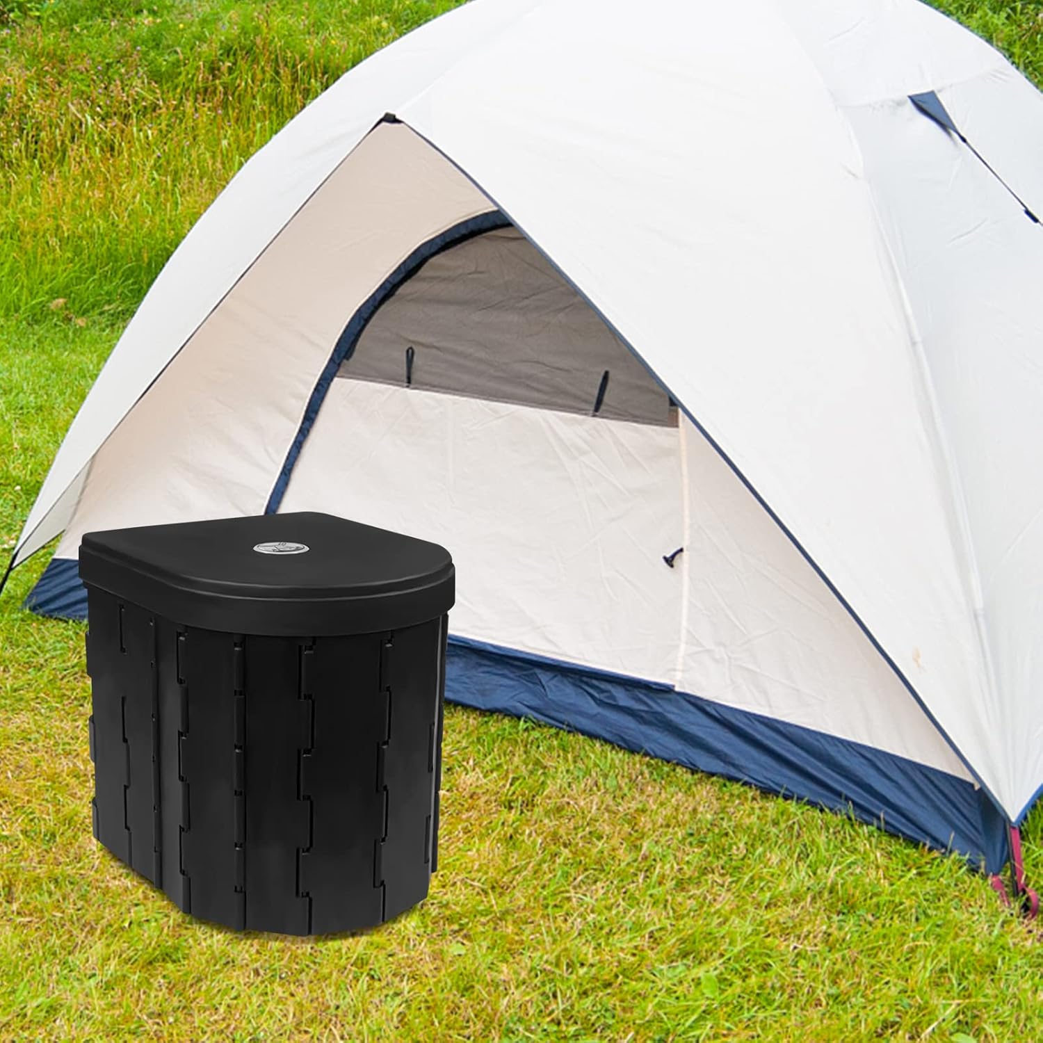 Fousenuk Toilette Portable Pliable en ABS avec Sacs Biodégradables et Seau Hygiénique, Jusqu'à 150 kg - Image détaillée