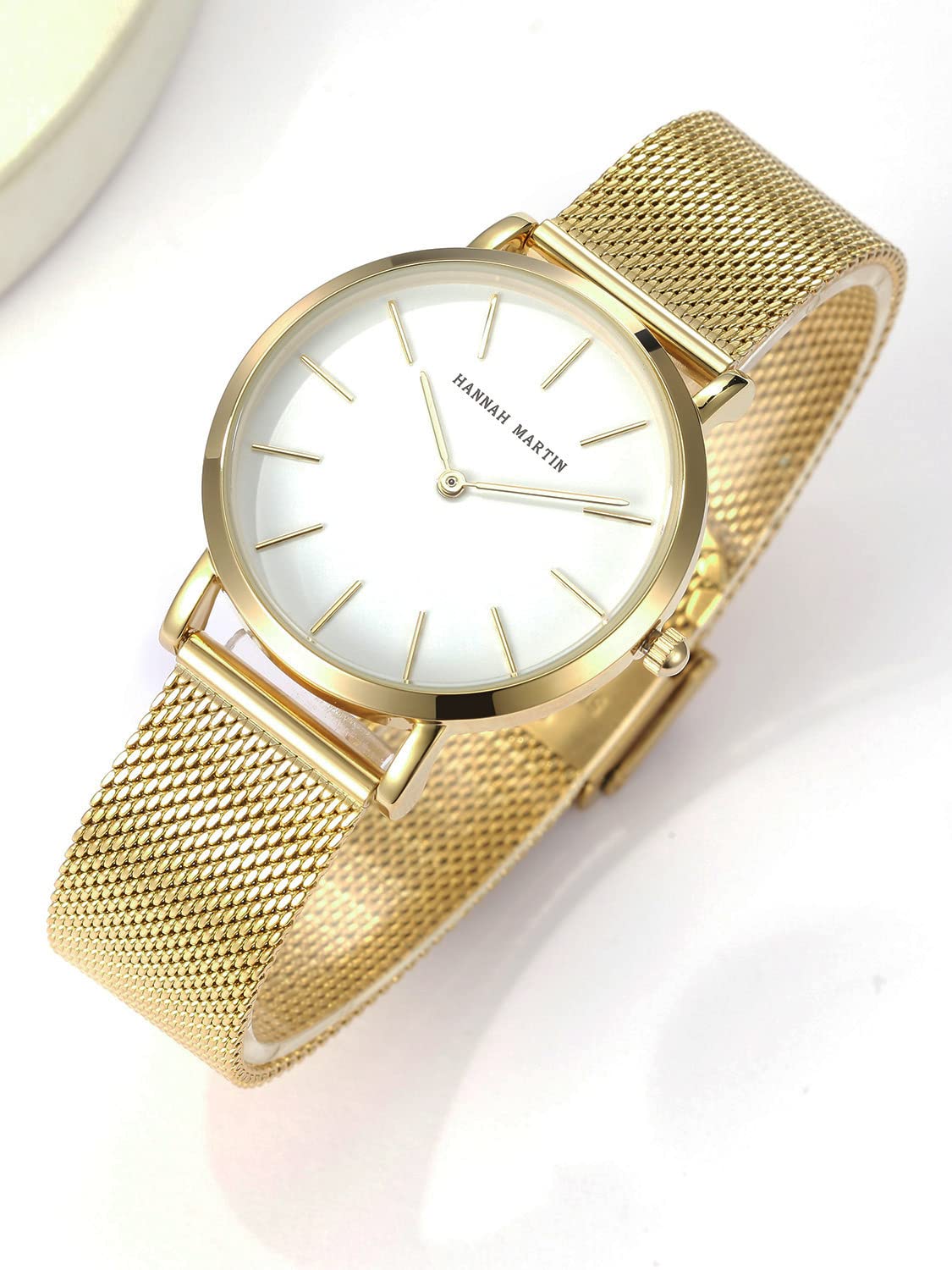 HANNAH MARTIN Reloj de Cuarzo para Mujer Banda Malla Acero Inoxidable Ultra Delgado