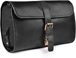 LEATHER VILLAGE Hanging Toiletry Bag for Men & Women, Handcrafted Vintage Cosmetic & Shaving Organizer Travel Dopp Kit- Brown