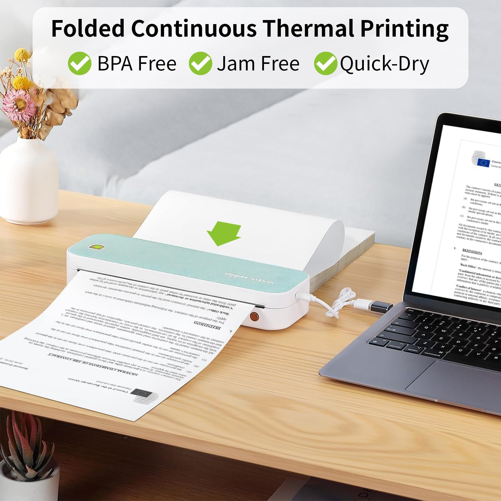 200 hojas de papel térmico para impresora térmica de 8.5 x 11 pulgadas, tamaño carta estadounidense, compatible con Peripage, Munbyn, Jadens, HPRT, impresora portátil Phomemo, papel térmico plegado,