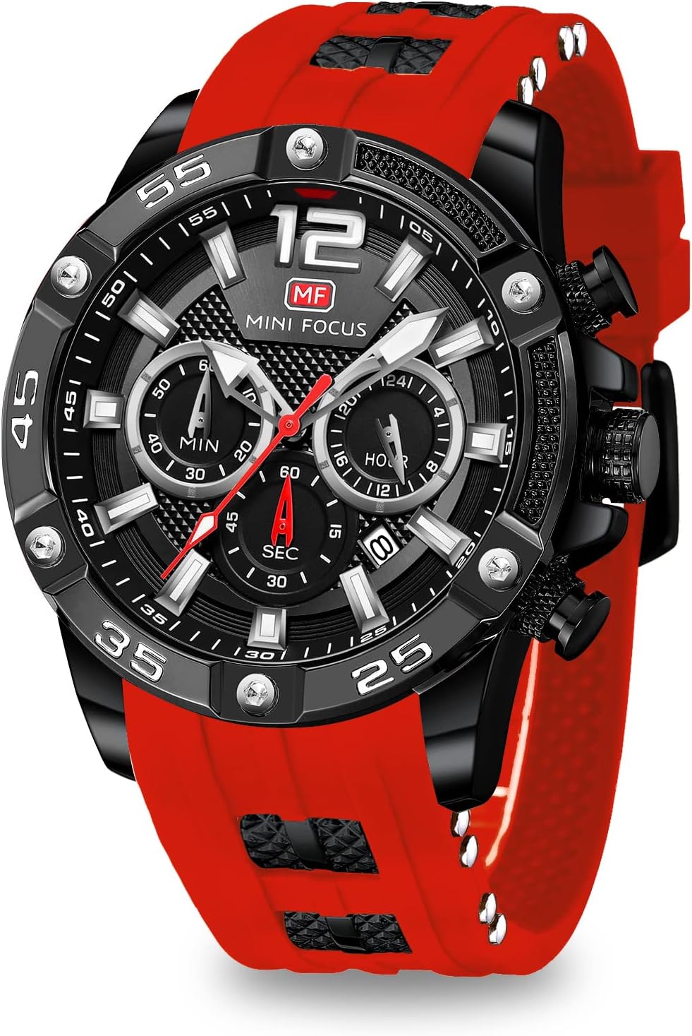 Men Watches Unique Casual Wrist Watches (Chronograph/Waterproof/Luminous/Calendar/24 Hours) Silicon Band Fashion Watches for Men