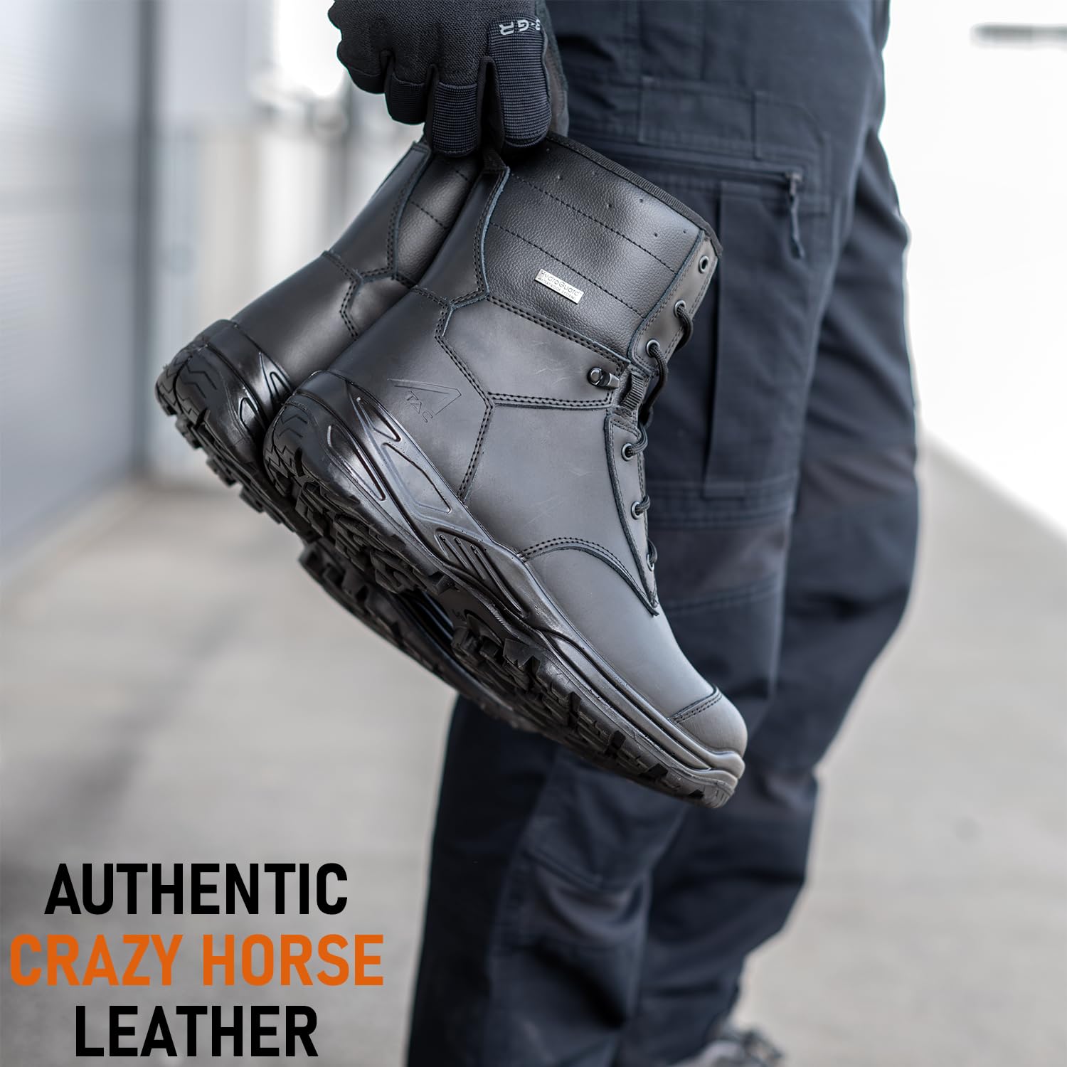 ACE Schakal Boots męskie - Crazy Horse sznurowane skórzane buty - wytrzymałe i wodoodporne - czarne