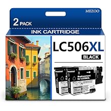 MEZOO LC506 LC506XL Black Ink Cartridge High Yield Replacement for Brother INKvestment 4355 4555 4557 MFC-J4355DW MFC-J4555DW MFC-J4557DW Printer Ink 2-Pack,Black