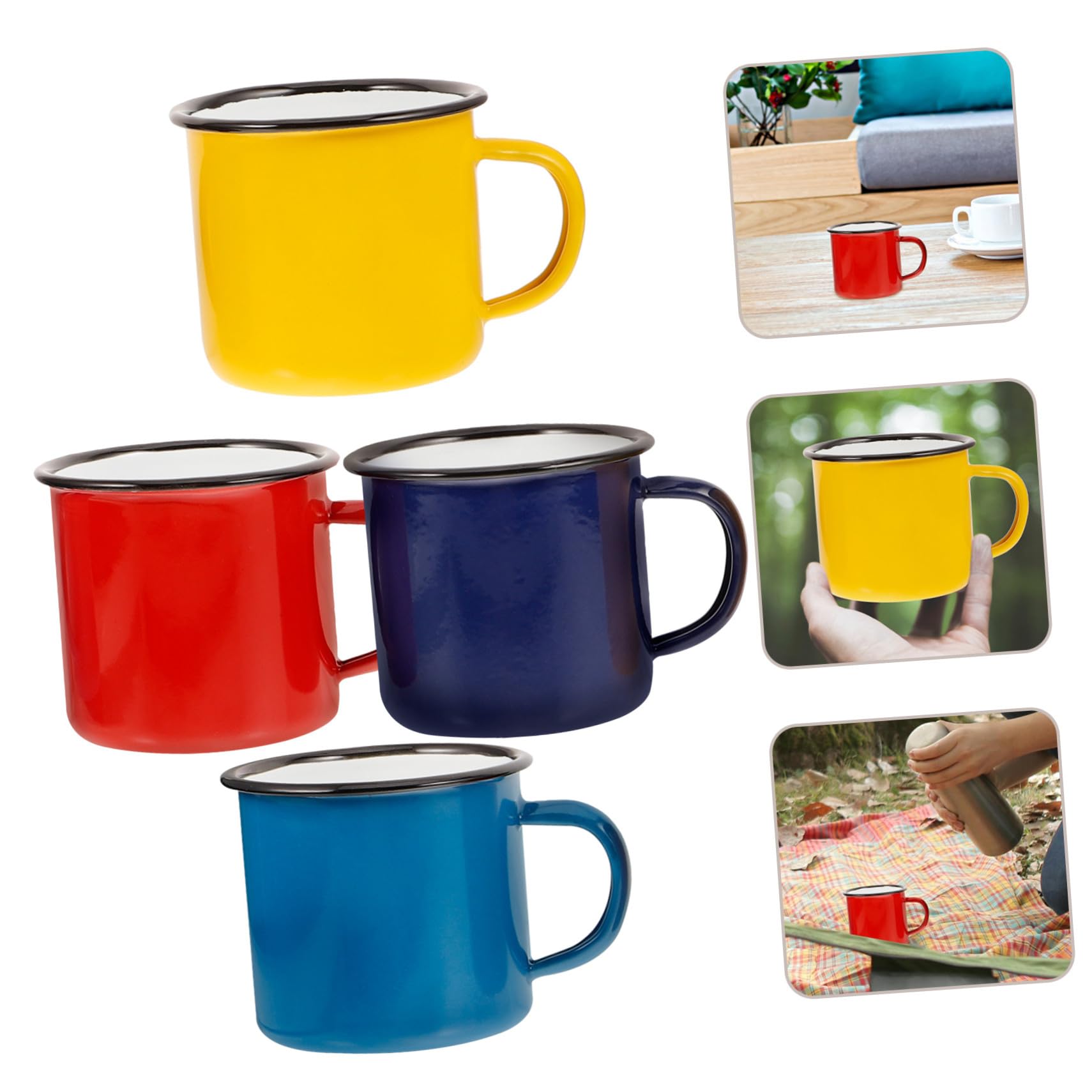 ibasenice 4stücke Emaille-tasse im Vintage-stil Emaille-kaffeebecher Traditionelle Emaille-becher für Camping Reisen und Haushaltsgebrauch Einfach zu Reinigen und Langlebig