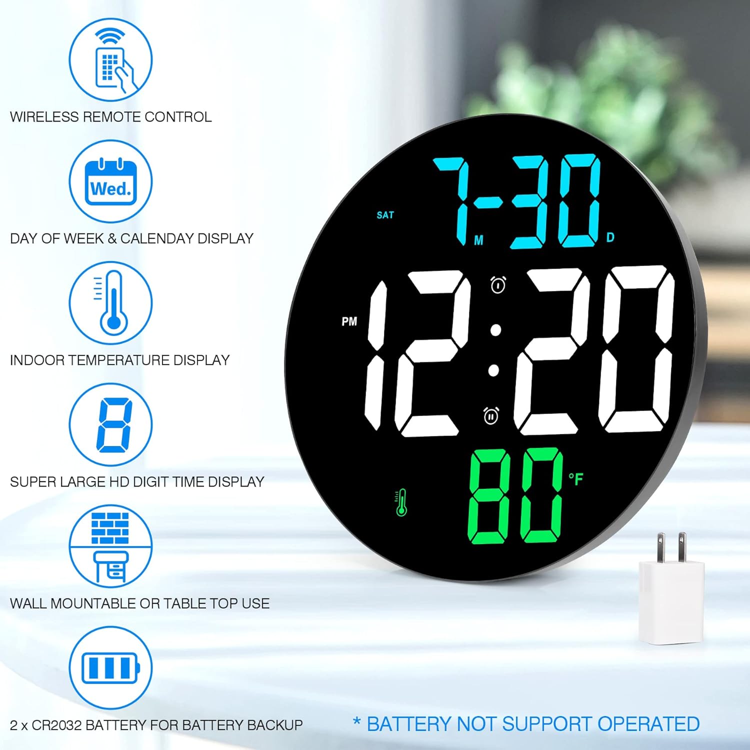 Buy Digital Wall Clock Large Display, 9 Inch Large Digital Clock with