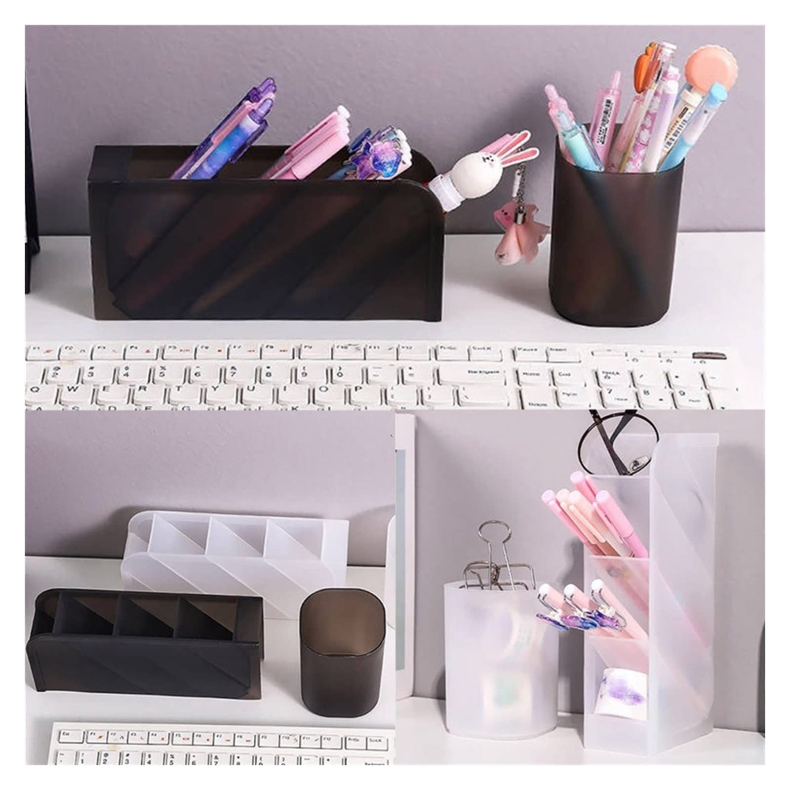 Uchwyt na długopis nowy kosz do przechowywania na biurko Kawaii kolor 4 Gird organizer na biurko makijaż biurko pudełko do przechowywania ołówków szkolne artykuły biurowe akcesoria na biurko (kolor: OSS22683SNT4)