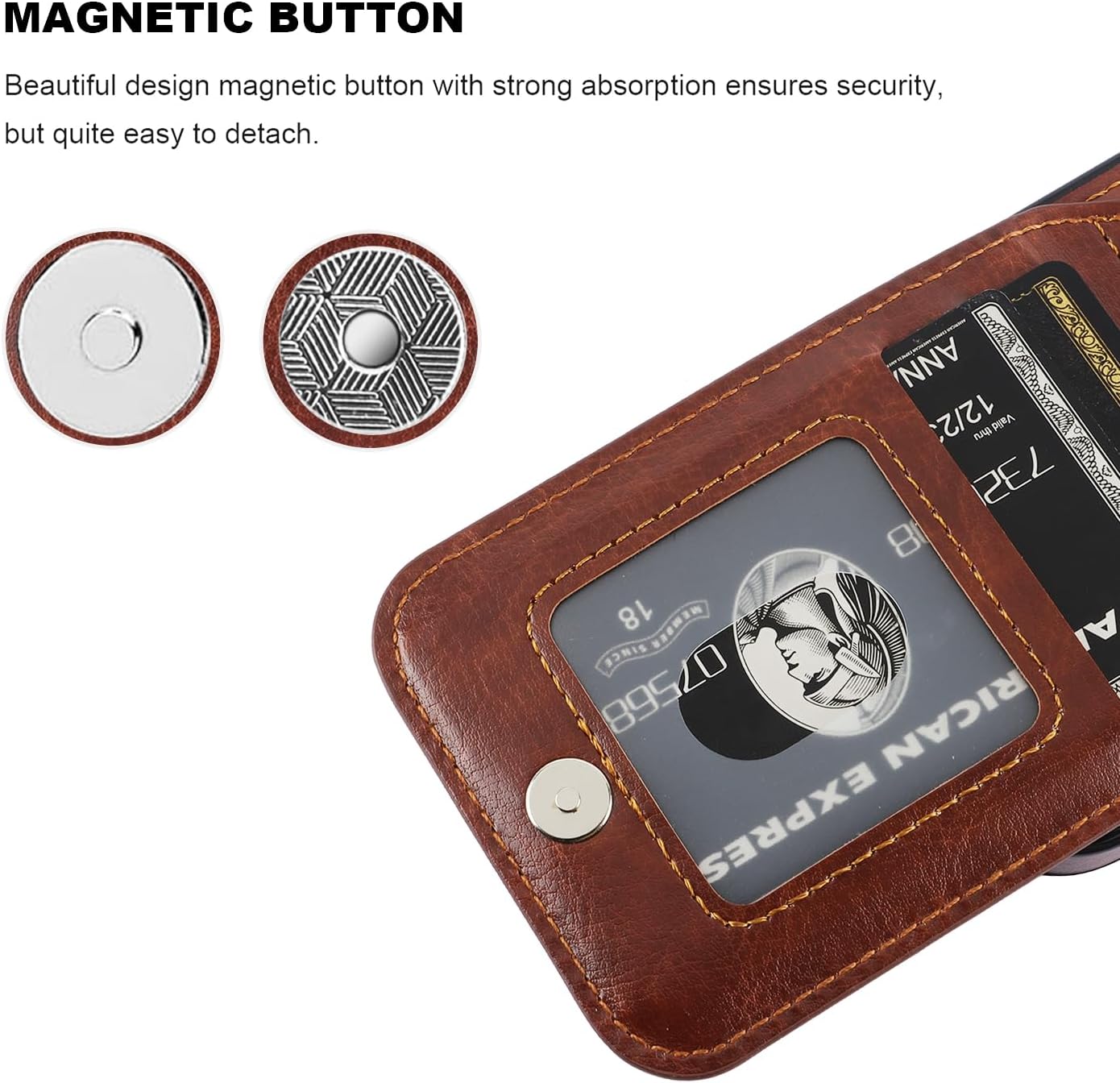 KIHUWEY Compatible with iPhone 15 Pro Case Wallet with Credit Card Holder, Flip Premium Leather Magnetic Clasp Kickstand Heavy Duty Protective Cover for iPhone 15 Pro 6.1 Inch (Brown) - Image 7