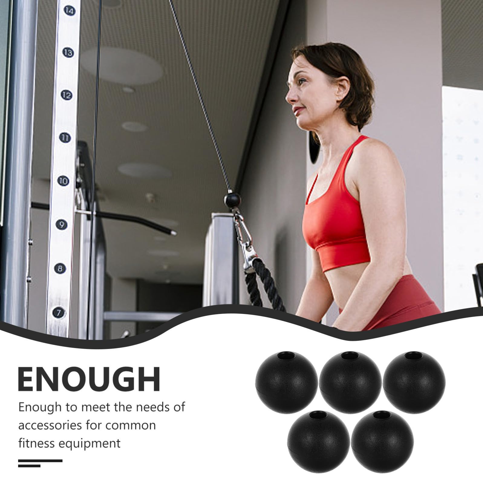Generico Accessori per Fitness 5 Pezzi Fermapalla in Nailon Nero per Cavi Palestra, Sostituzione Pratica per Attrezzature di Allenamento Domestico