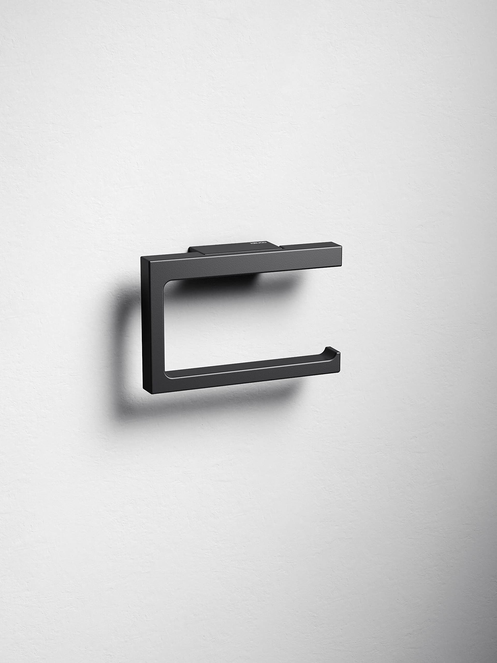 Keuco Edition 11 Portarrollos WC, Forma Abierta, Metal Negro Mate | Made in Germany, orientable, incl. tornillos y tacos, soporte para papel higiénico para taladrar