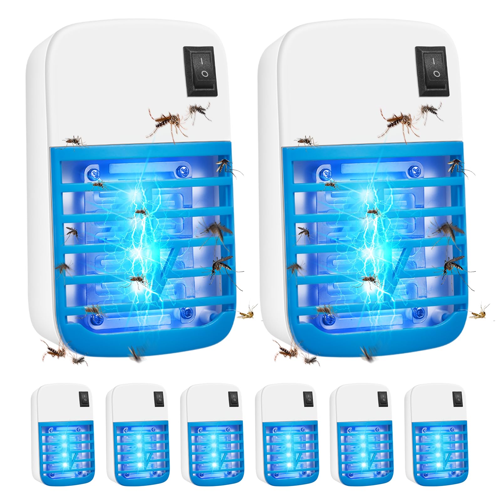 8Pack Bug Zapper Indoor,Electronic Fly Trap Insect Killer,Plug in Electronic Mosquitoes Zapper with Blue Lights Portable Home Insects Zapper for Office,Home,Kitchen,Bedroom,Baby Room,Living Room