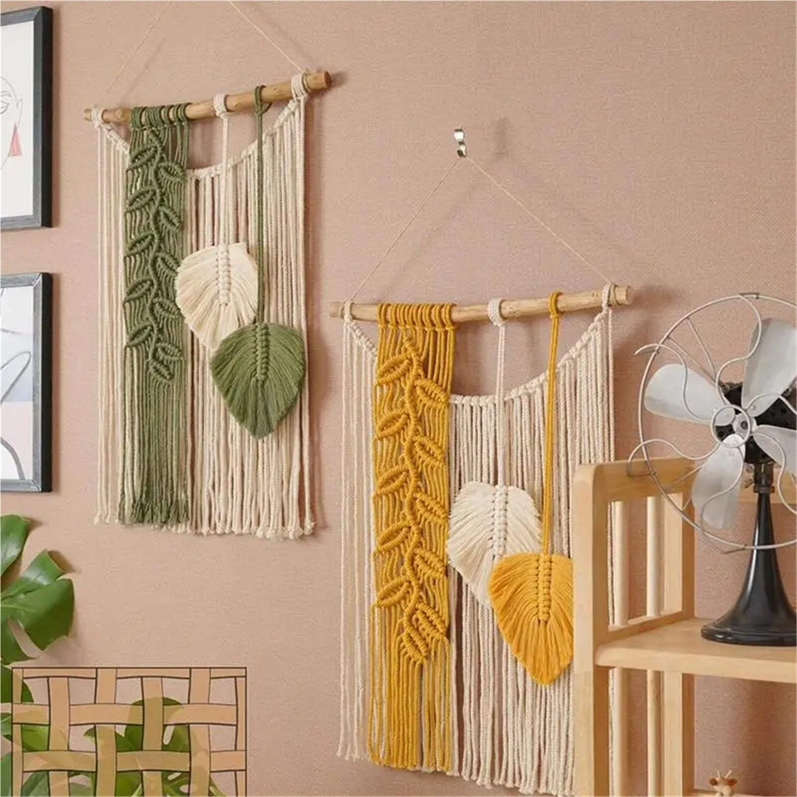 LNNXSZ Tapiz Decorativo Pared Tapiz tejido de macramé con borlas tejidas, atrapasueños, decoración de pared, arte hecho a mano, decoración del hogar