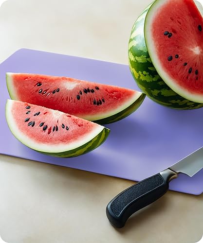 Miniatura 8 de July Home Tabla de cortar alternativa para cocina, juego de 3 tablas de cortar de plástico flexible extragruesas, antideslizantes, sin BPA, fáciles