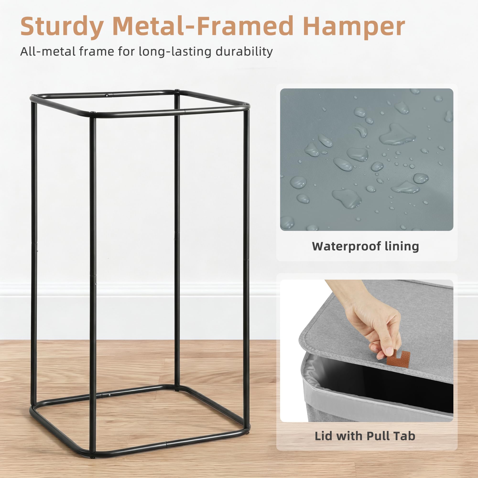 STORAGE MANIAC Cesto portabiancheria 2 in 1 con borsa per la biancheria, 90 l, con struttura in metallo, borsa per vestiti sporchi, con spallacci e tasca in rete, per università, viaggi, lavanderia