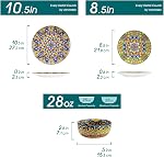 vancasso 12 Pieces Dinnerware Sets, Plates and Bowls Set, Porcelain Dishes Set for 4, Microwave and Dishwasher Safe, Scratch Resistant, Bohemian Style Dining Ware Service for 4, Series SIMI