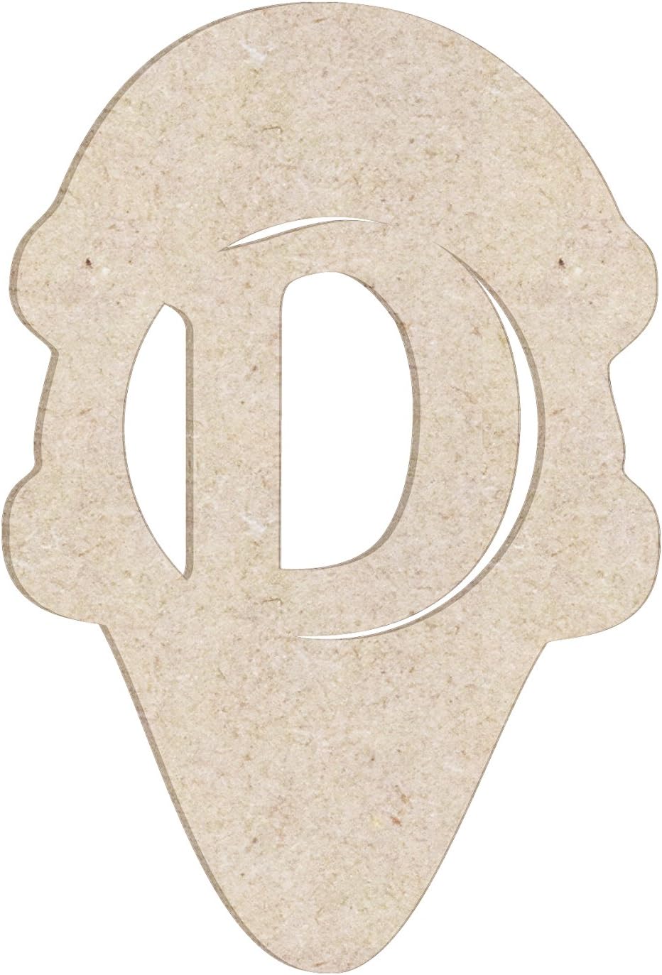18" Ice Cream Cone Unfinished Wood Initial Monogram Letter A (Sizes 12"-30")