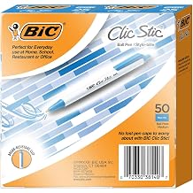 BIC Clic Stic Retractable Ballpoint Pens, Medium Point, 1.0mm - 50 Count Blue
