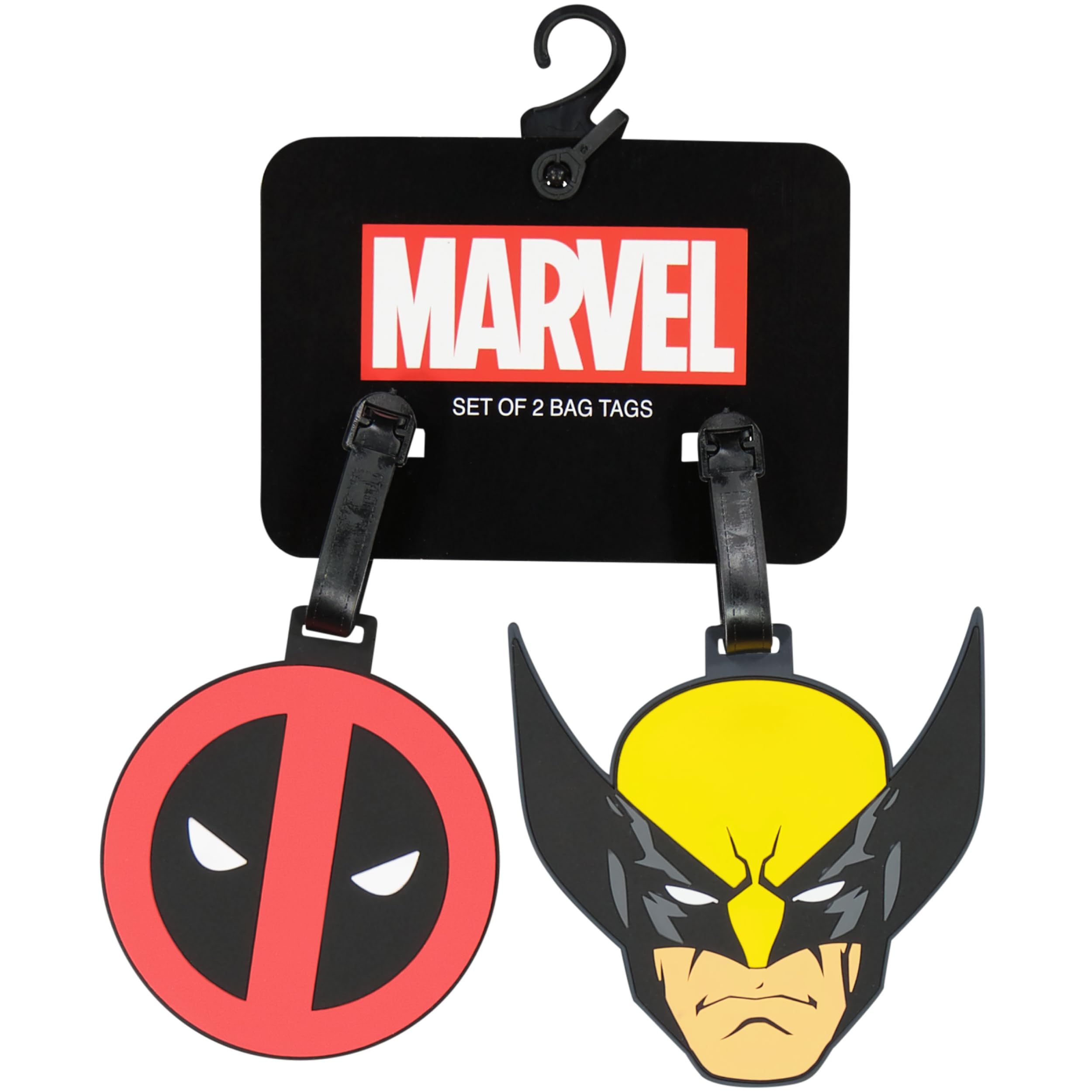 FUL Marvel Deadpool and Wolverine Luggage Tags, 2-Piece PVC Suitcase ID Tag Set with Adjustable Straps, Multi, One Size