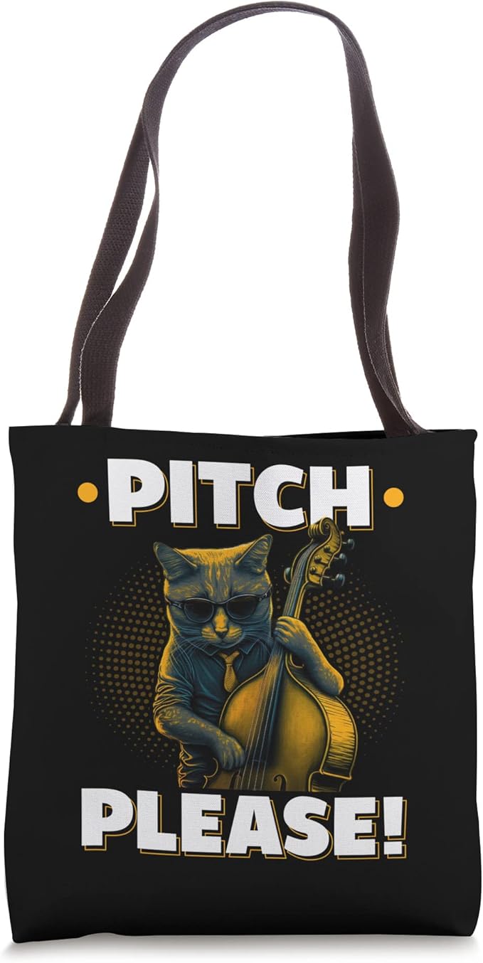 Upright Bass, Pitch Please Cat, Double Bass Fiddle Tote Bag