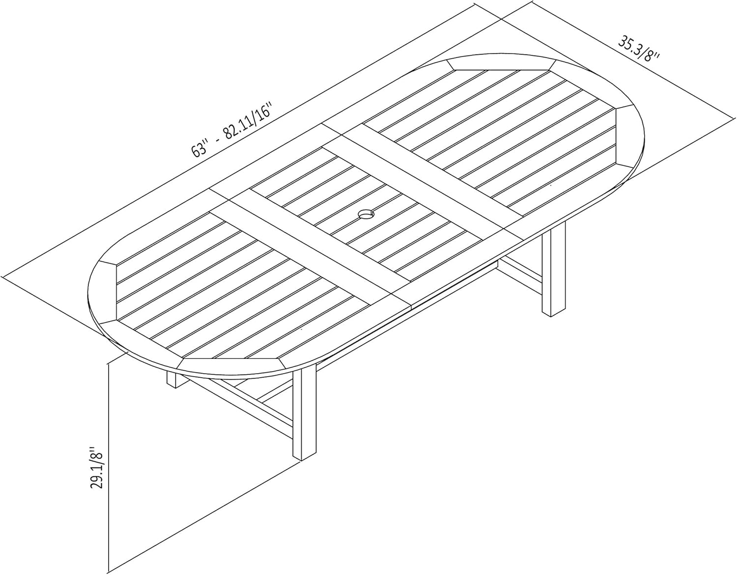 ia Bahamas 7-Piece Oval Patio Dining Set | Eucalyptus Wood | Ideal for Outdoors and Indoors, Black : Patio, Lawn & Garden