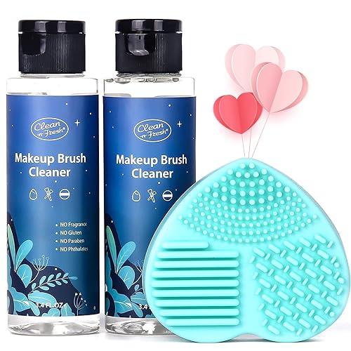 Clean-n-Fresh Juego de limpiador de brochas de maquillaje para brochas esponja y soplado de 68 onzas líquidas limpiador de lavado profundo con una