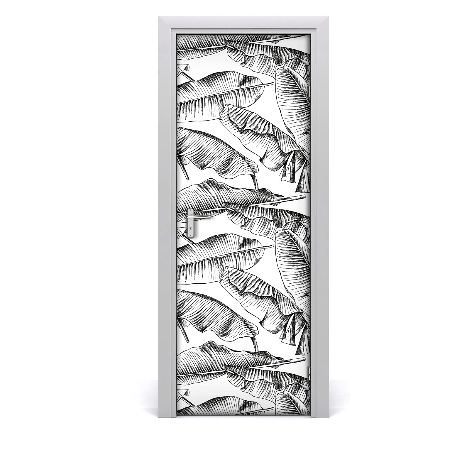 Mural autoadhesivo de puerta 77x200 extraíble y papel decorativo de hojas