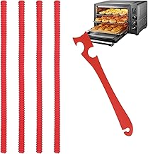 Azjachiny 4 Pcs 14 Inch Oven Rack Guards and 1 Piece 11 Inch Oven Rack Puller Push Pull Tool, Oven Rack Edge Protectors Protect Against Burns and Scars Heat Resistant Silicone Oven Rack Shields for Kitchen Oven, Toaster Oven, Air Fryer, Convection Oven, etc(4 +1 Red)