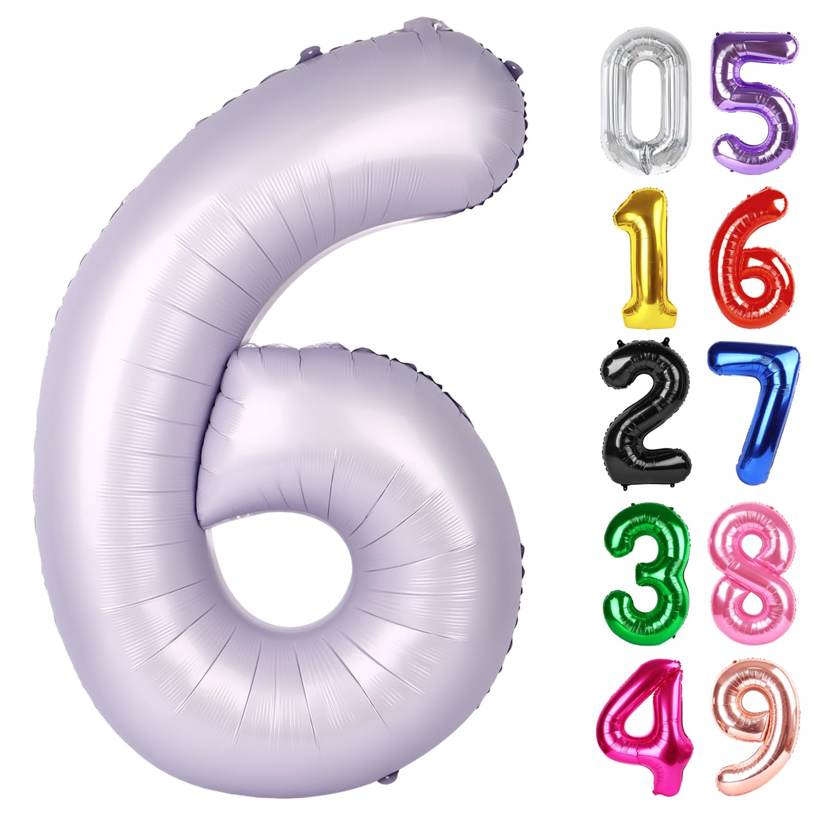 IWERP Number 6 Balloon 40 Inch Lilac | Giant Foil Balloon for Birthday Party Decorations - main product image