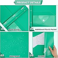 Vista 3 de Kosiz 36 carpetas de plástico con 2 bolsillos con puntas, carpetas de plástico con bolsillos adicionales, carpetas resistentes, sujetadores