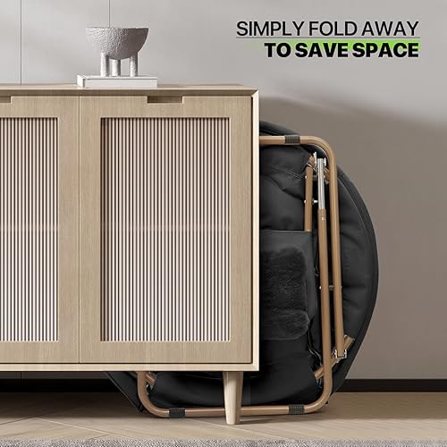 Miniatura 5 de Magshion Silla platillo con reposacabezas extraíble, silla plegable de luna para adultos, asiento de lectura cómodo de gran tamaño para dormitorio,